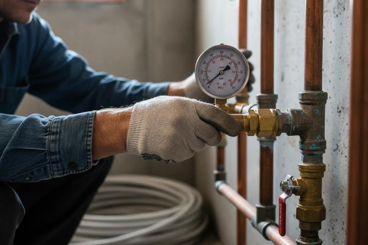 Pressure testing a repaired line during Water Line Repair in Aberdeen